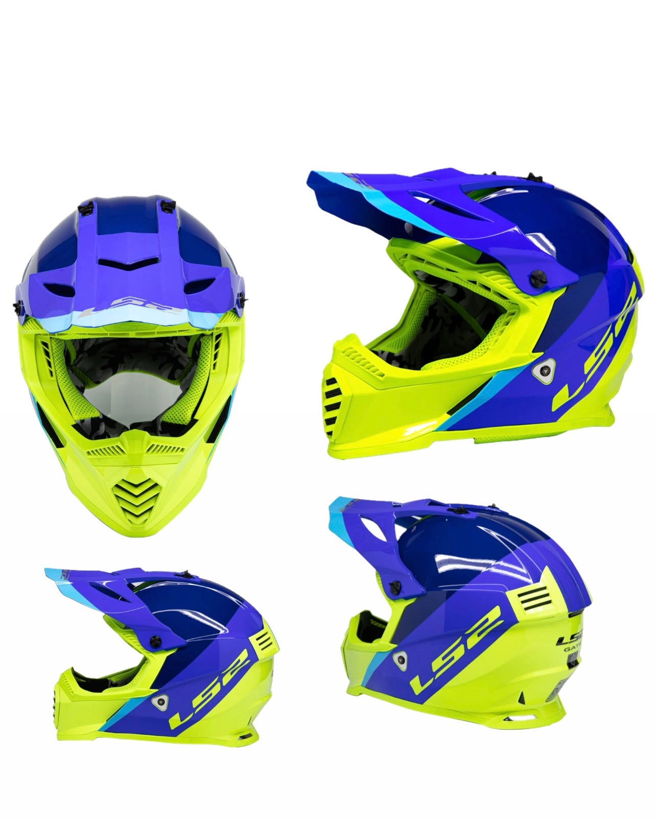 LS2 MX437 Fast Evo Launch Blue Hi-Viz Helmet